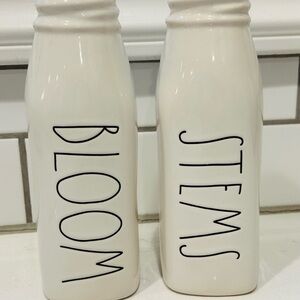 Rae Dunn rare White Ceramic Bloom and Stems Vases